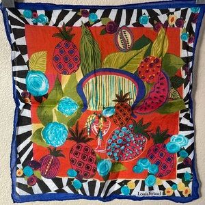 Vintage Louis Feraud Pocket Square Handkerchief Scarf Collectible Cotton